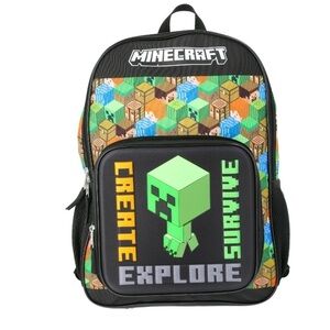 Minecraft Creeper "Create, Survive, Explore" Boys' 17" Light Up Backpack,